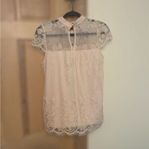 Ultra Pink White Embellished Lace Blouse